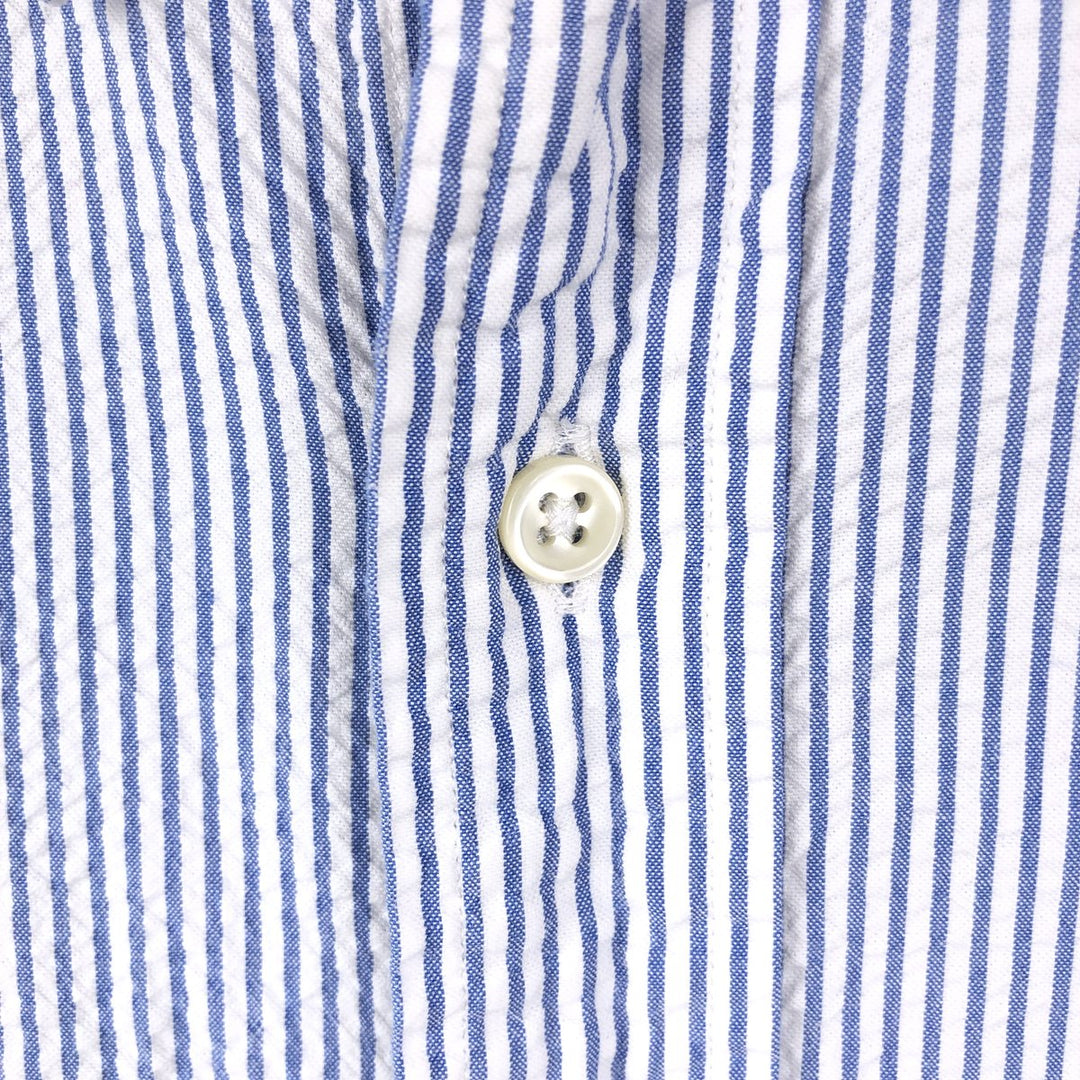 Ralph Lauren CLASSIC FIT Classic Fit Seersucker Short Sleeve Button Down Striped Shirt Men's XL cotton blue type Vintage Second Hand