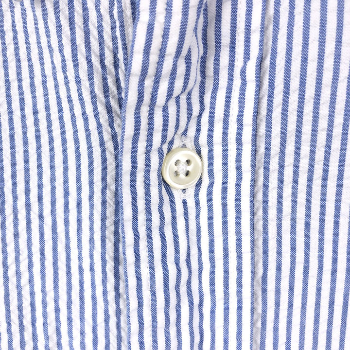 Ralph Lauren CLASSIC FIT Classic Fit Seersucker Short Sleeve Button Down Striped Shirt Men's XL cotton blue type Vintage Second Hand