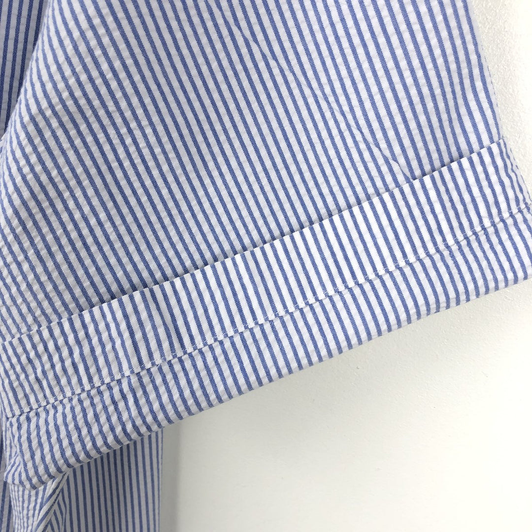 Ralph Lauren CLASSIC FIT Classic Fit Seersucker Short Sleeve Button Down Striped Shirt Men's XL cotton blue type Vintage Second Hand