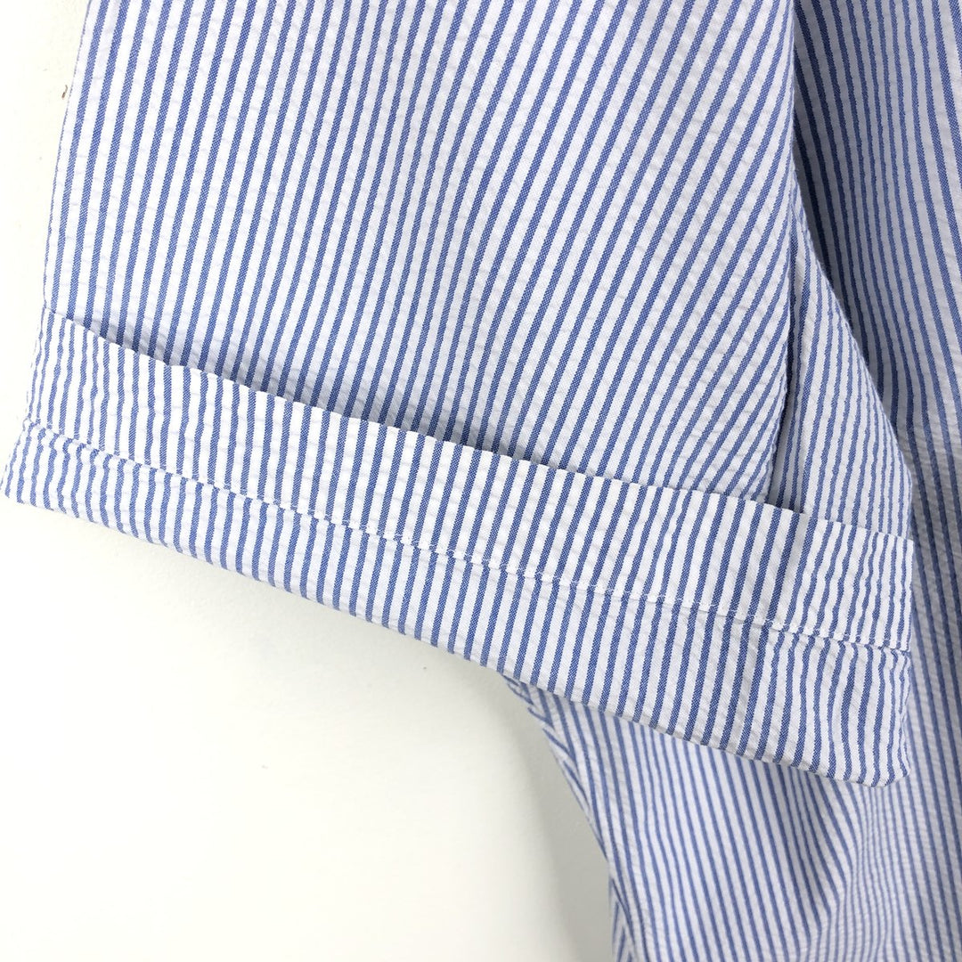 Ralph Lauren CLASSIC FIT Classic Fit Seersucker Short Sleeve Button Down Striped Shirt Men's XL cotton blue type Vintage Second Hand