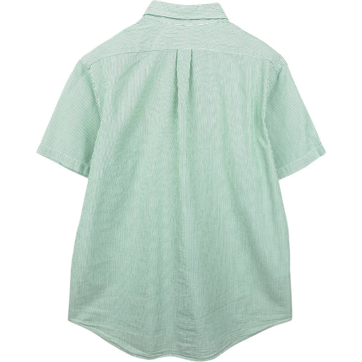 Ralph Lauren Seersucker Short Sleeve Button-Down Striped Shirt Men's XL cotton Green type dark green Vintage Second Hand