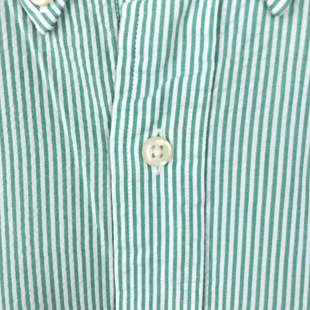 Ralph Lauren Seersucker Short Sleeve Button-Down Striped Shirt Men's XL cotton Green type dark green Vintage Second Hand