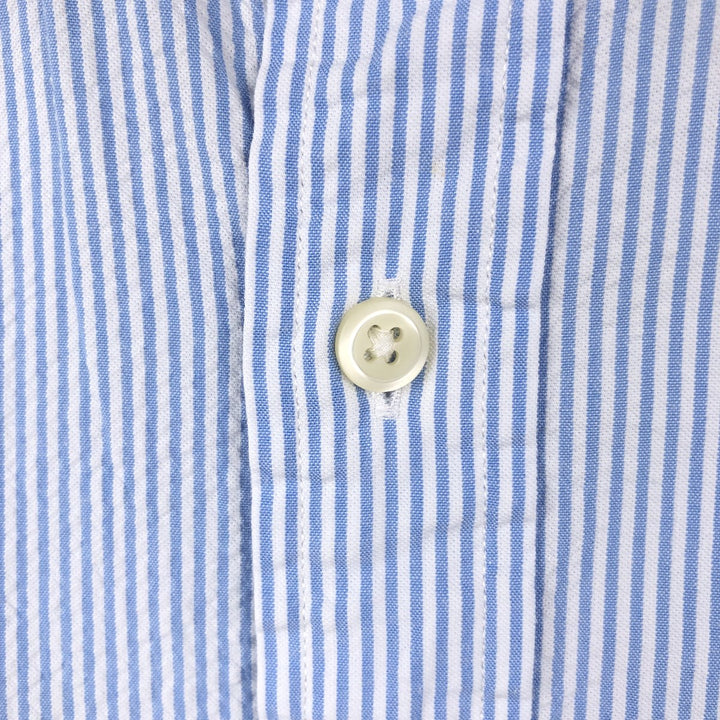 Ralph Lauren Seersucker Short Sleeve Button Down Striped Shirt Men's M Size cotton Blue type light blue Vintage Second Hand
