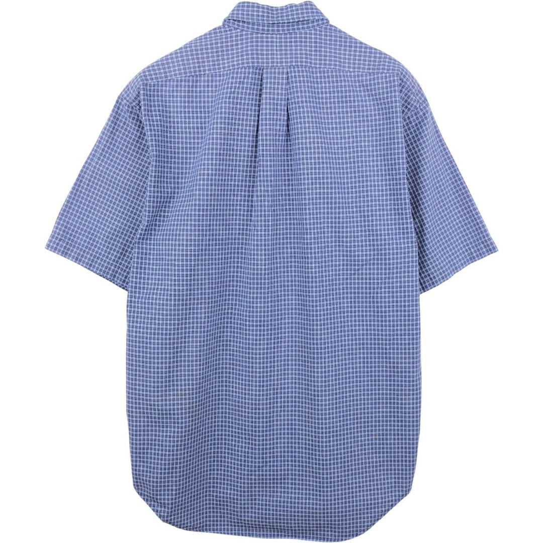Ralph Lauren POLO by Ralph Lauren Short-Sleeve Button-Down Check Shirt, Made in Canada, Men's Size M (approx.) cotton blue type Vintage Second Hand