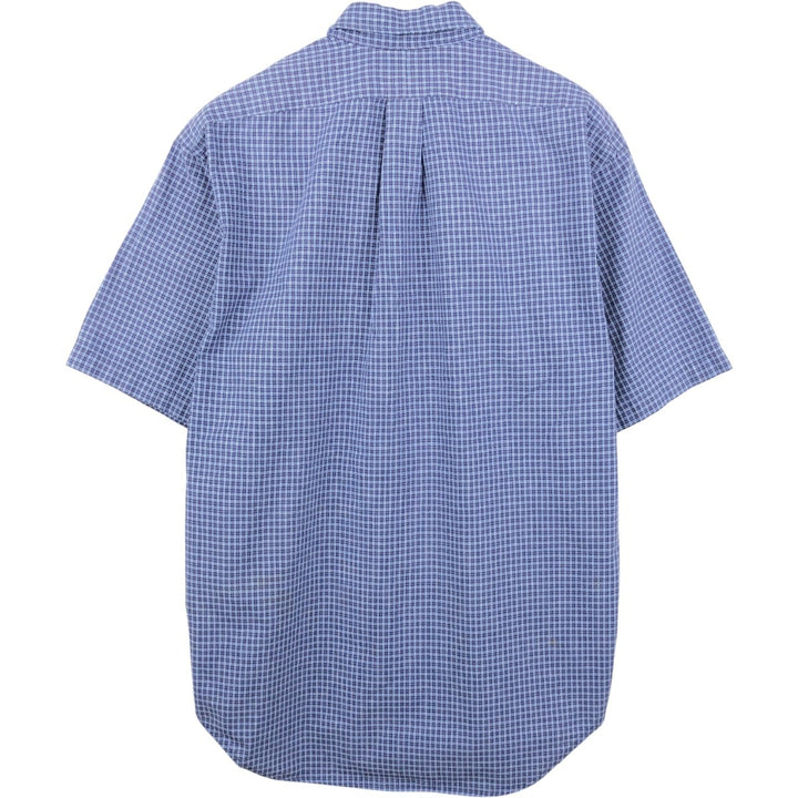Ralph Lauren POLO by Ralph Lauren Short-Sleeve Button-Down Check Shirt, Made in Canada, Men's Size M (approx.) cotton blue type Vintage Second Hand