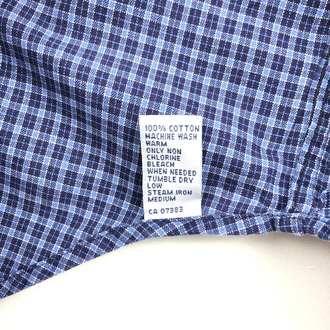 Ralph Lauren POLO by Ralph Lauren Short-Sleeve Button-Down Check Shirt, Made in Canada, Men's Size M (approx.) cotton blue type Vintage Second Hand