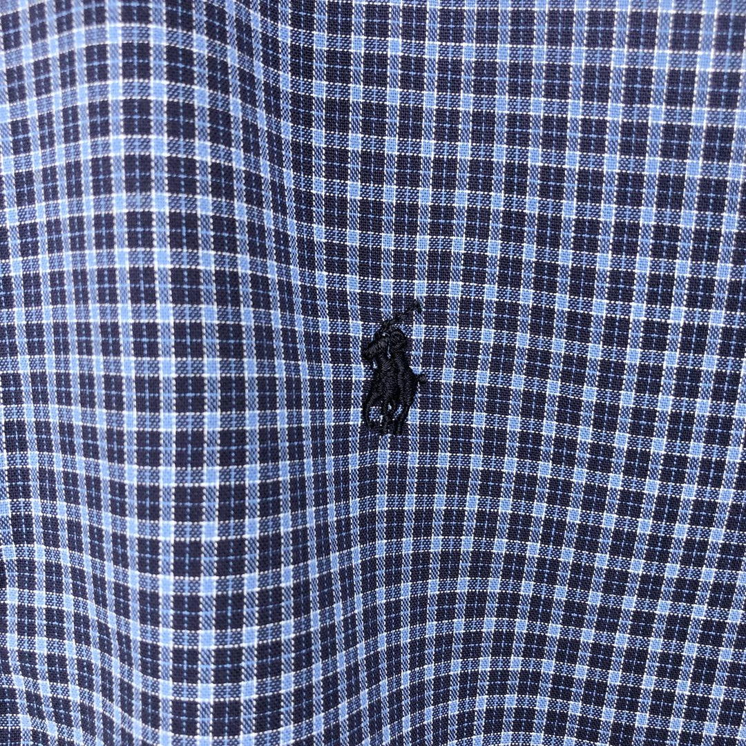 Ralph Lauren POLO by Ralph Lauren Short-Sleeve Button-Down Check Shirt, Made in Canada, Men's Size M (approx.) cotton blue type Vintage Second Hand