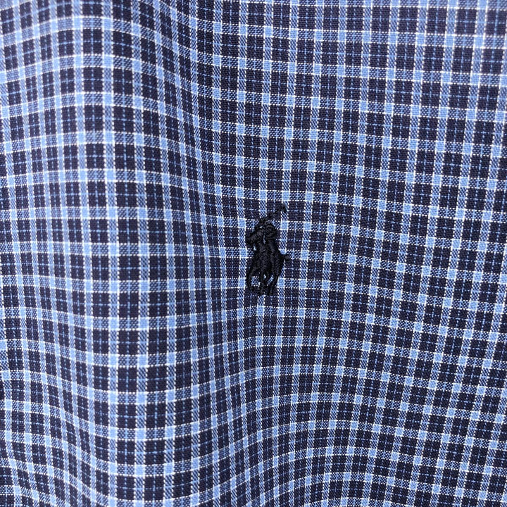 Ralph Lauren POLO by Ralph Lauren Short-Sleeve Button-Down Check Shirt, Made in Canada, Men's Size M (approx.) cotton blue type Vintage Second Hand