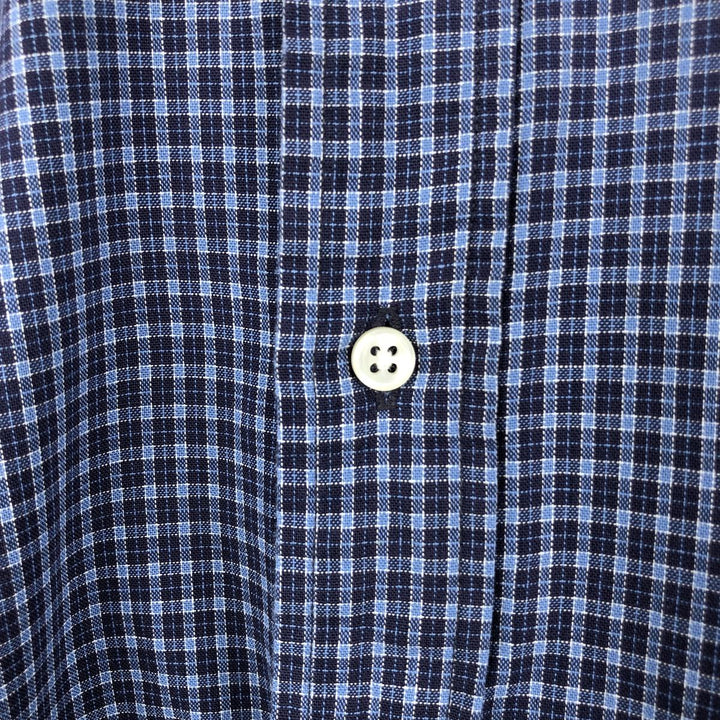 Ralph Lauren POLO by Ralph Lauren Short-Sleeve Button-Down Check Shirt, Made in Canada, Men's Size M (approx.) cotton blue type Vintage Second Hand