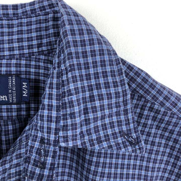 Ralph Lauren POLO by Ralph Lauren Short-Sleeve Button-Down Check Shirt, Made in Canada, Men's Size M (approx.) cotton blue type Vintage Second Hand