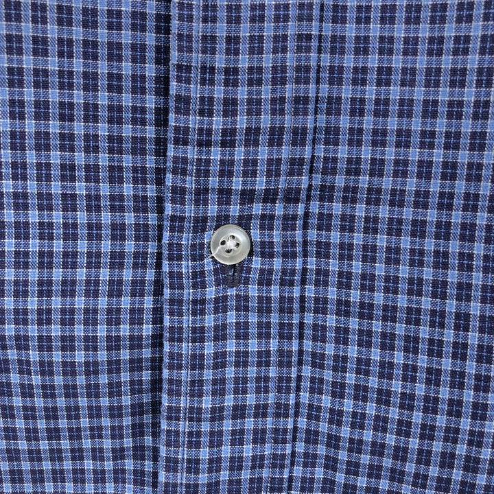 Ralph Lauren POLO by Ralph Lauren Short-Sleeve Button-Down Check Shirt, Made in Canada, Men's Size M (approx.) cotton blue type Vintage Second Hand