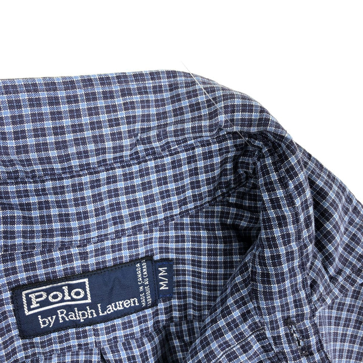 Ralph Lauren POLO by Ralph Lauren Short-Sleeve Button-Down Check Shirt, Made in Canada, Men's Size M (approx.) cotton blue type Vintage Second Hand