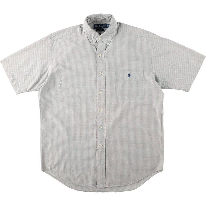 Ralph Lauren BLAKE Gingham Check Short Sleeve Button Down Check Shirt Men's M cotton white type Vintage Second Hand