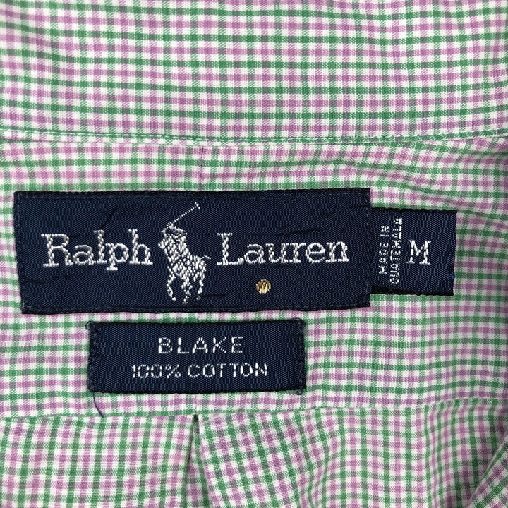 Ralph Lauren BLAKE Gingham Check Short Sleeve Button Down Check Shirt Men's M cotton white type Vintage Second Hand