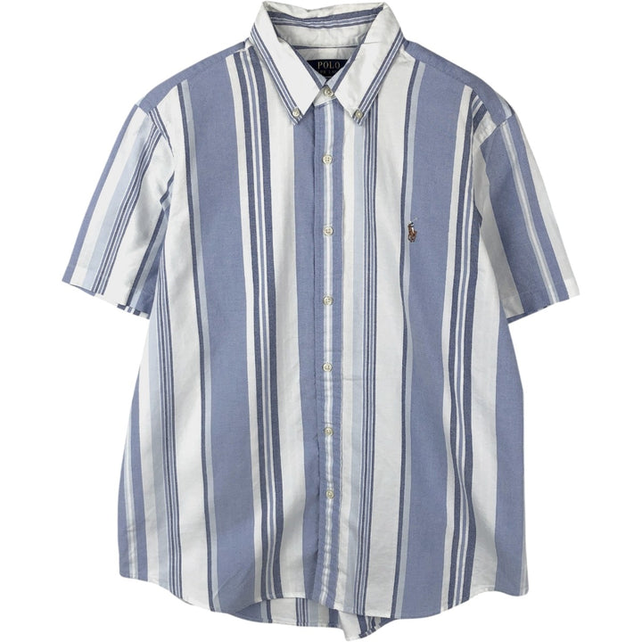 Ralph Lauren POLO RALPH LAUREN CLASSIC FIT Short-Sleeve Button-Down Striped Shirt, Men's Size L (approx.) cotton blue type Vintage Second Hand