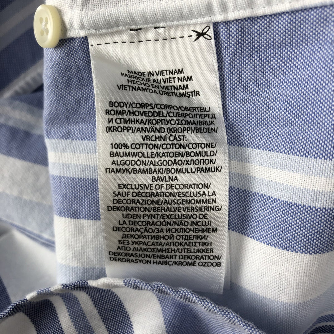 Ralph Lauren POLO RALPH LAUREN CLASSIC FIT Short-Sleeve Button-Down Striped Shirt, Men's Size L (approx.) cotton blue type Vintage Second Hand