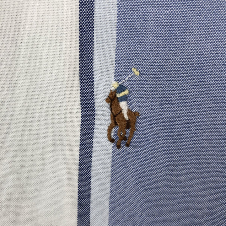 Ralph Lauren POLO RALPH LAUREN CLASSIC FIT Short-Sleeve Button-Down Striped Shirt, Men's Size L (approx.) cotton blue type Vintage Second Hand
