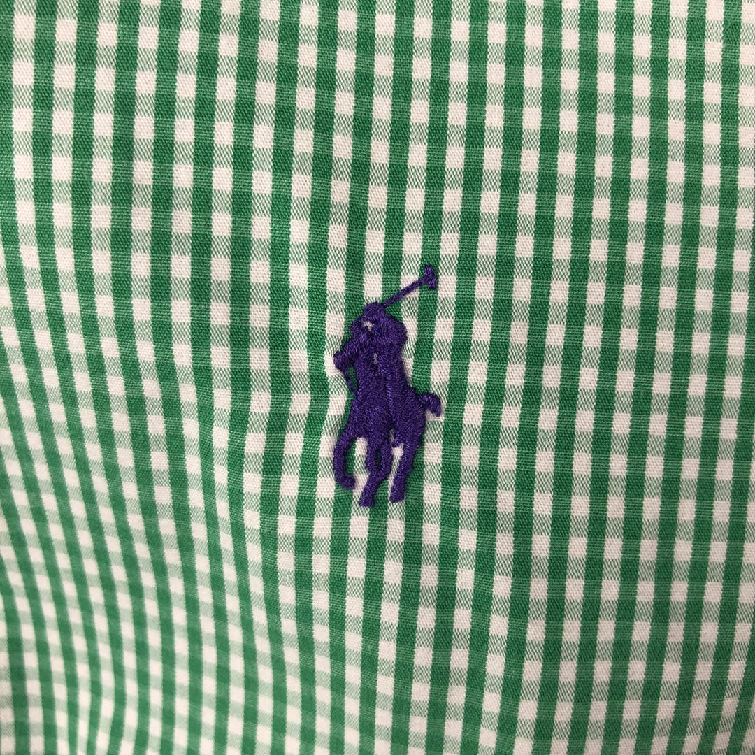 Ralph Lauren BLAKE Gingham Check Short Sleeve Button Down Check Shirt Men's M cotton green type Vintage Second Hand