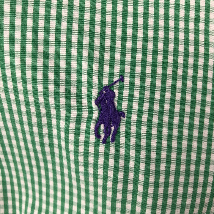 Ralph Lauren BLAKE Gingham Check Short Sleeve Button Down Check Shirt Men's M cotton green type Vintage Second Hand
