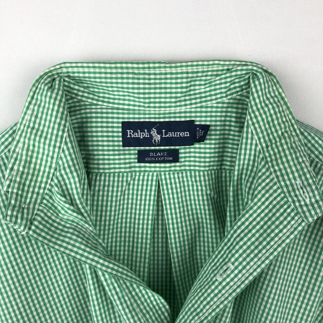 Ralph Lauren BLAKE Gingham Check Short Sleeve Button Down Check Shirt Men's M cotton green type Vintage Second Hand