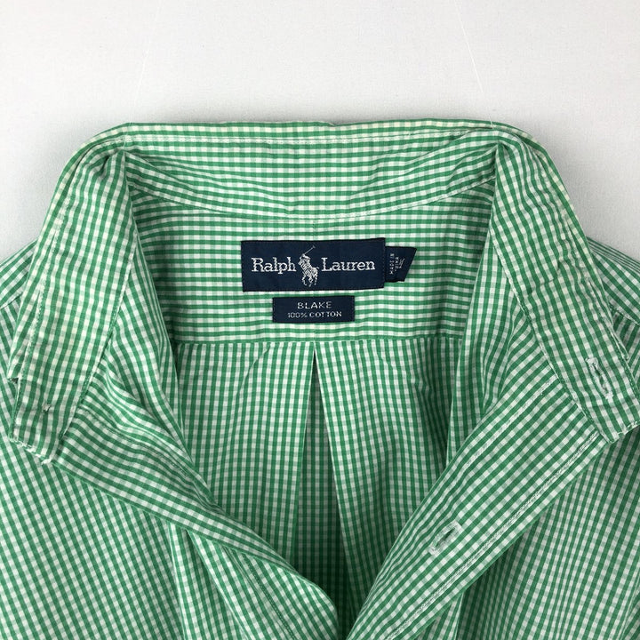 Ralph Lauren BLAKE Gingham Check Short Sleeve Button Down Check Shirt Men's M cotton green type Vintage Second Hand