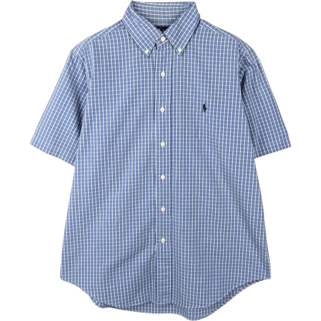 Ralph Lauren Classic Fit Short Sleeve Button Down Check Shirt Men's M cotton blue type Vintage Second Hand