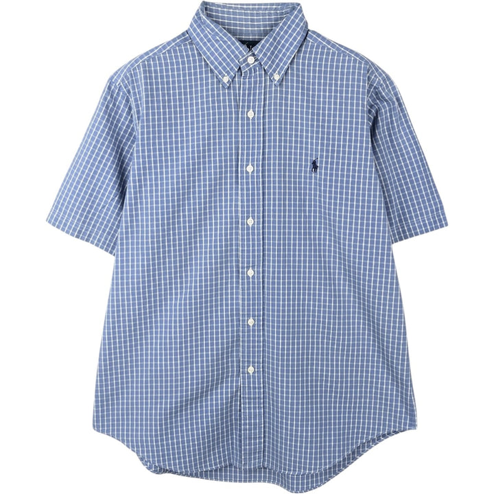 Ralph Lauren Classic Fit Short Sleeve Button Down Check Shirt Men's M cotton blue type Vintage Second Hand