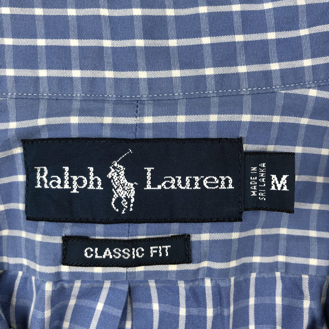 Ralph Lauren Classic Fit Short Sleeve Button Down Check Shirt Men's M cotton blue type Vintage Second Hand