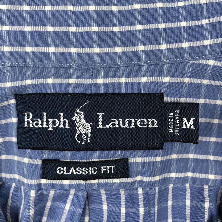 Ralph Lauren Classic Fit Short Sleeve Button Down Check Shirt Men's M cotton blue type Vintage Second Hand
