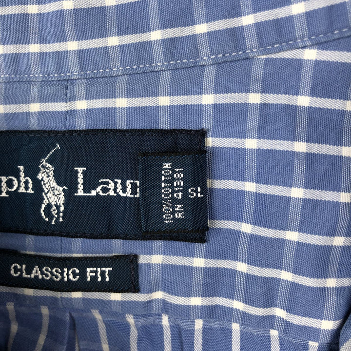 Ralph Lauren Classic Fit Short Sleeve Button Down Check Shirt Men's M cotton blue type Vintage Second Hand