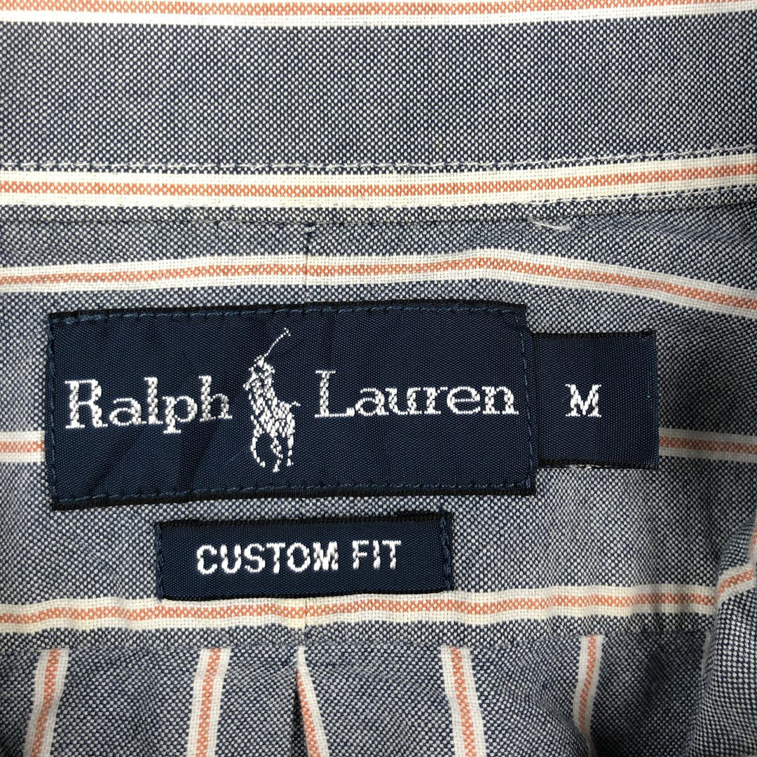 Ralph Lauren CUSTOM FIT long sleeve button down striped shirt men's size M cotton blue type Vintage Second Hand