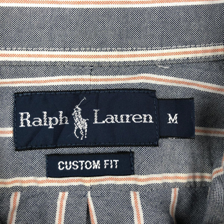 Ralph Lauren CUSTOM FIT long sleeve button down striped shirt men's size M cotton blue type Vintage Second Hand