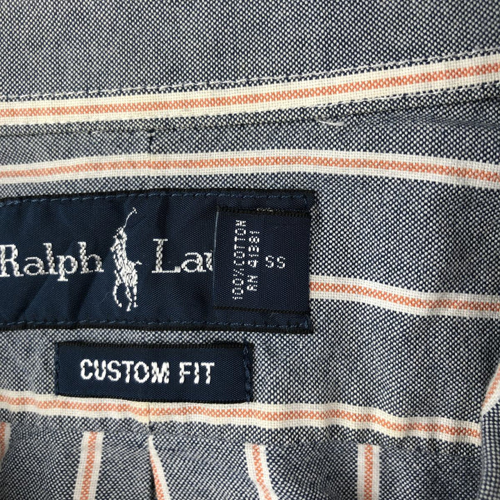 Ralph Lauren CUSTOM FIT long sleeve button down striped shirt men's size M cotton blue type Vintage Second Hand