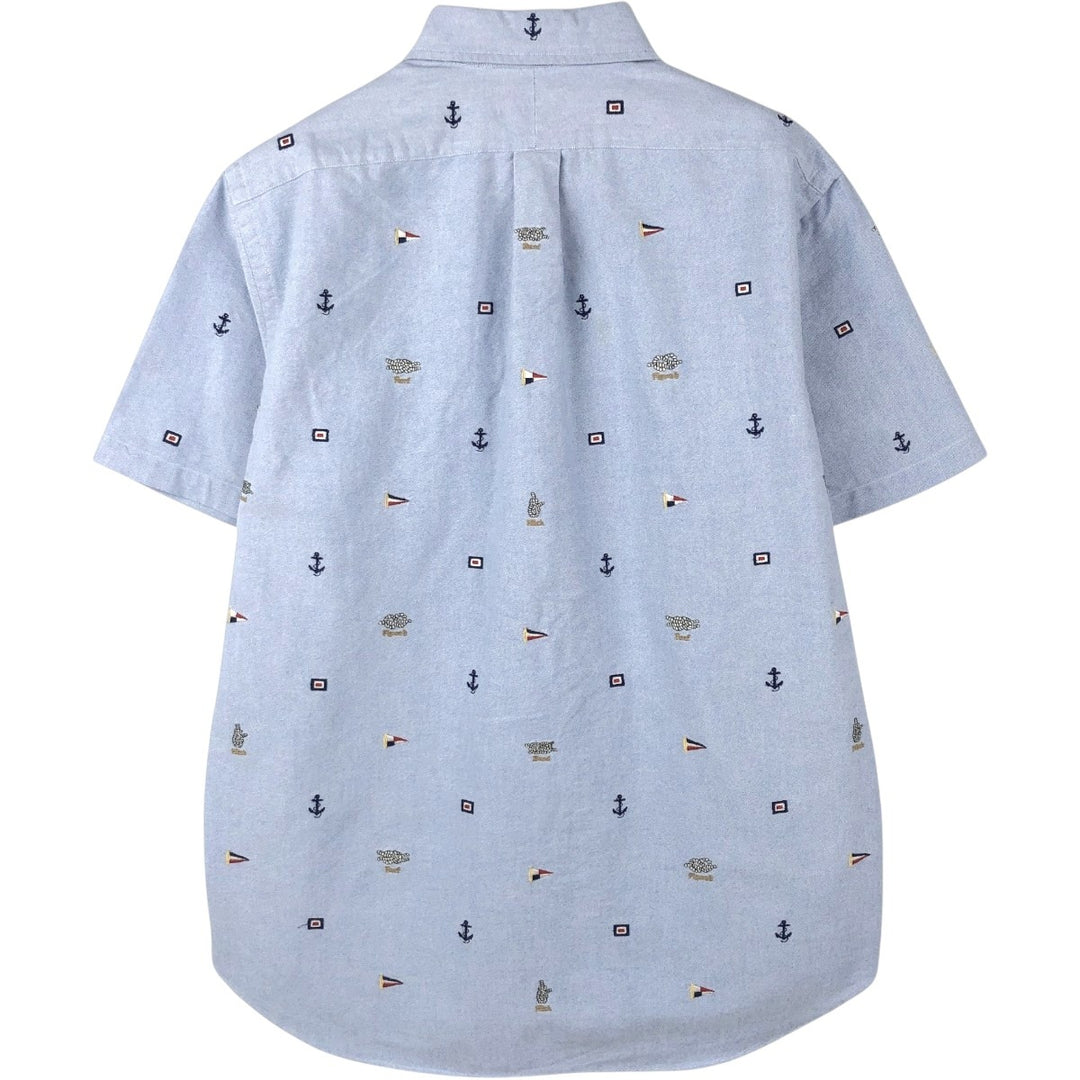 Ralph Lauren all-over print long-sleeved button-down shirt, men's size L (approx.) cotton blue type Vintage Second Hand