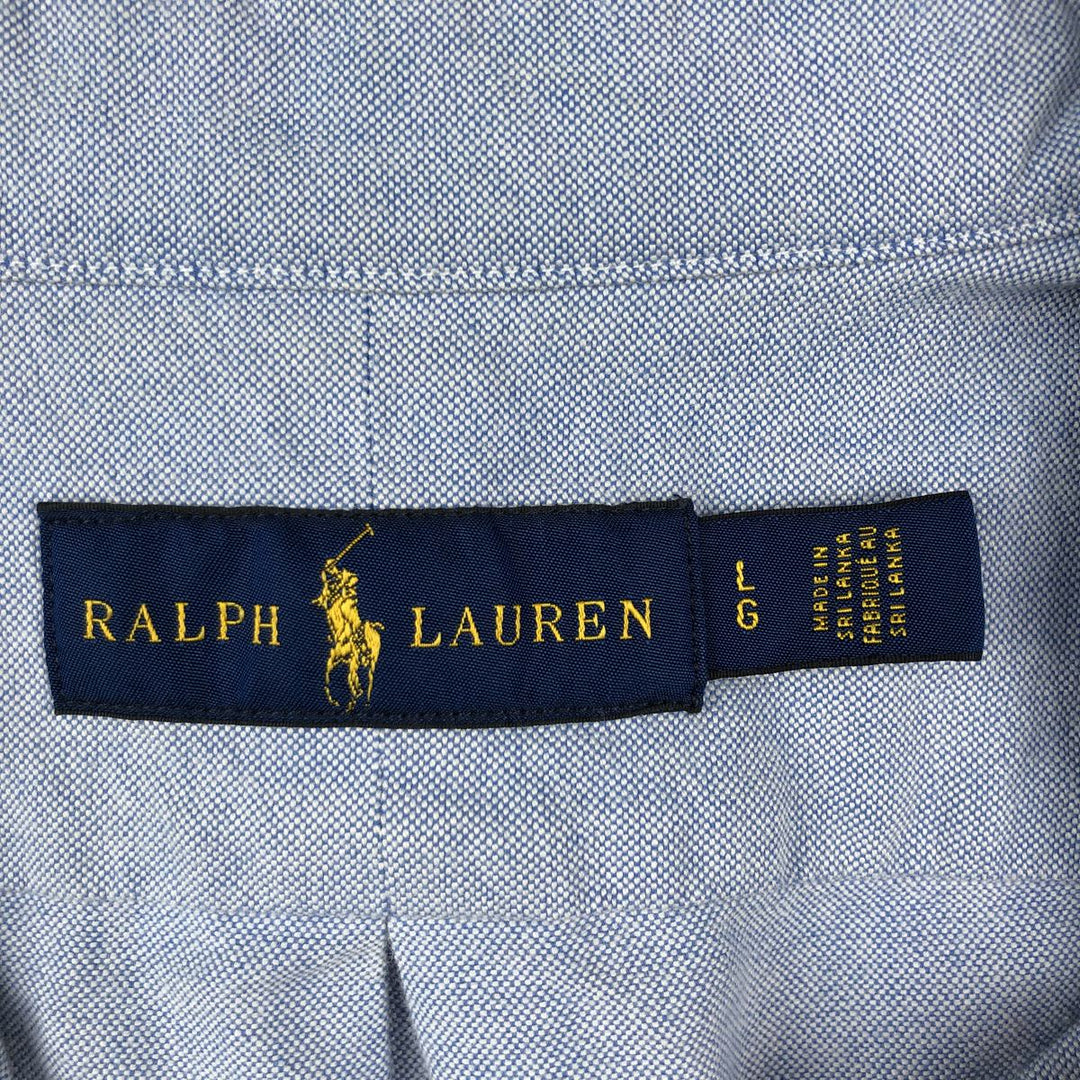 Ralph Lauren all-over print long-sleeved button-down shirt, men's size L (approx.) cotton blue type Vintage Second Hand