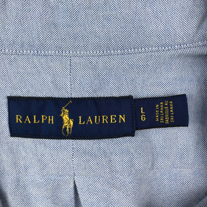 Ralph Lauren all-over print long-sleeved button-down shirt, men's size L (approx.) cotton blue type Vintage Second Hand