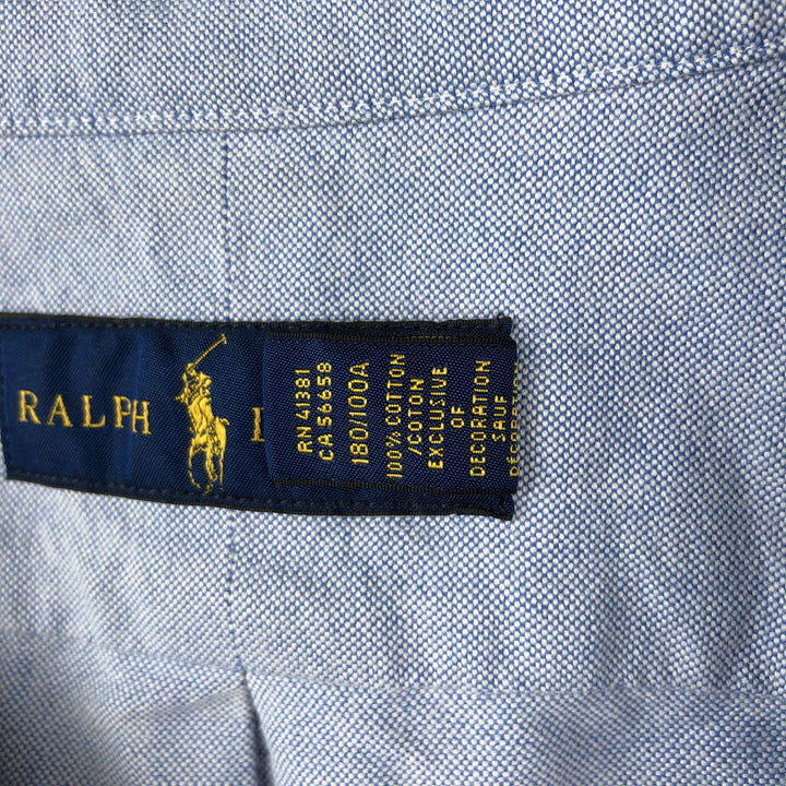 Ralph Lauren all-over print long-sleeved button-down shirt, men's size L (approx.) cotton blue type Vintage Second Hand