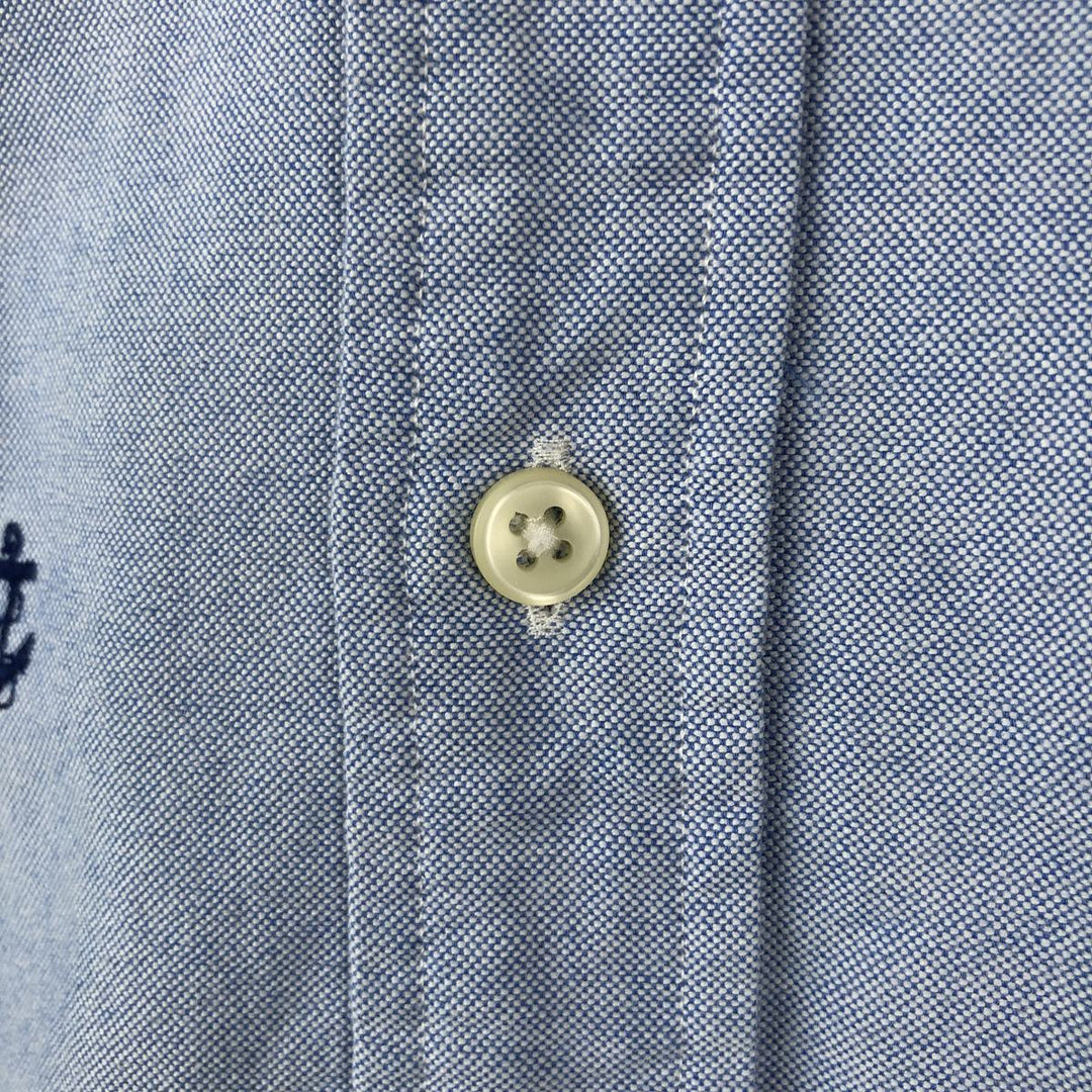 Ralph Lauren all-over print long-sleeved button-down shirt, men's size L (approx.) cotton blue type Vintage Second Hand