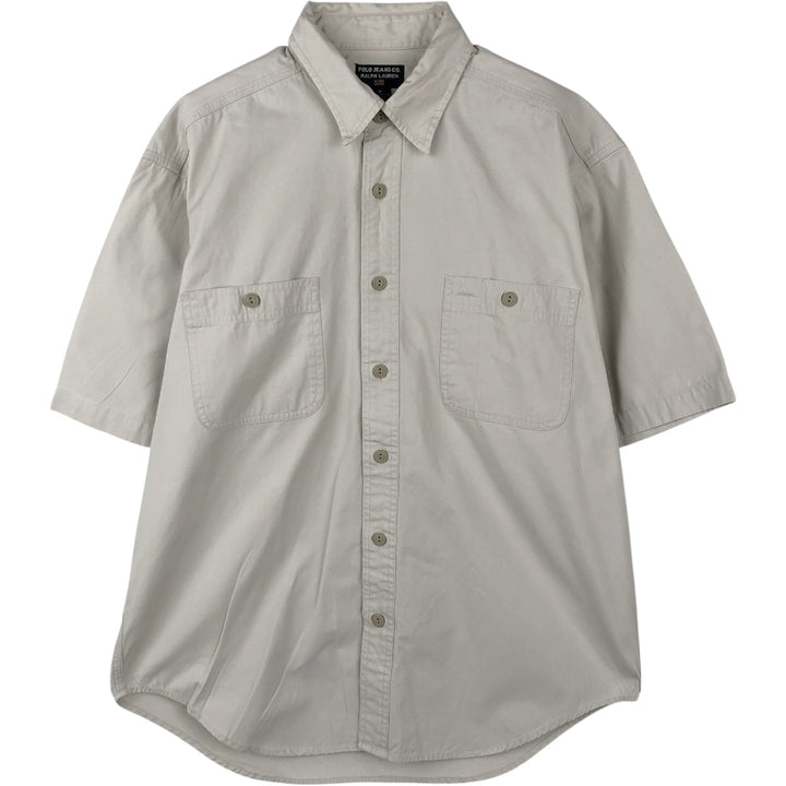Ralph Lauren POLO JEANS COMPANY Short-Sleeve Cotton Shirt, Men's Size M (approx.) cotton Beige type Vintage Second Hand