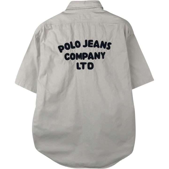 Ralph Lauren POLO JEANS COMPANY Short-Sleeve Cotton Shirt, Men's Size M (approx.) cotton Beige type Vintage Second Hand