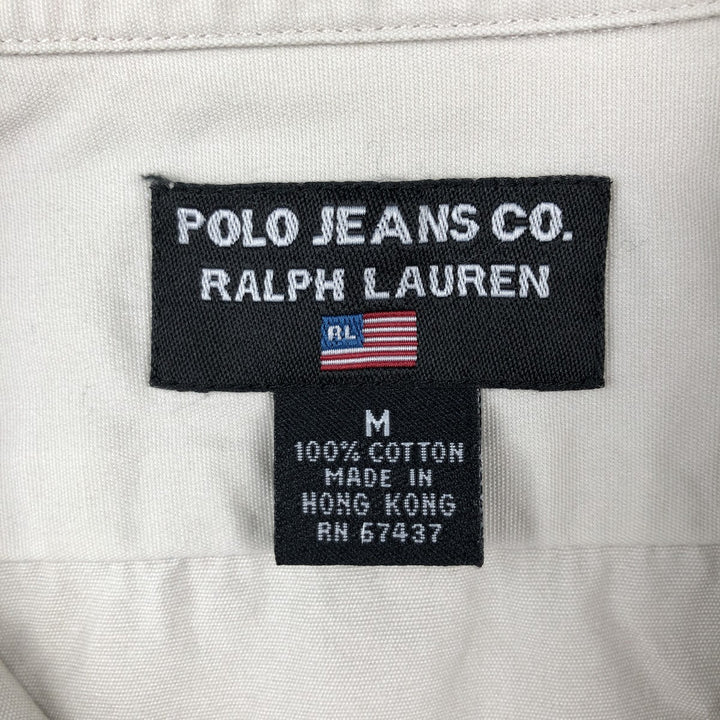 Ralph Lauren POLO JEANS COMPANY Short-Sleeve Cotton Shirt, Men's Size M (approx.) cotton Beige type Vintage Second Hand