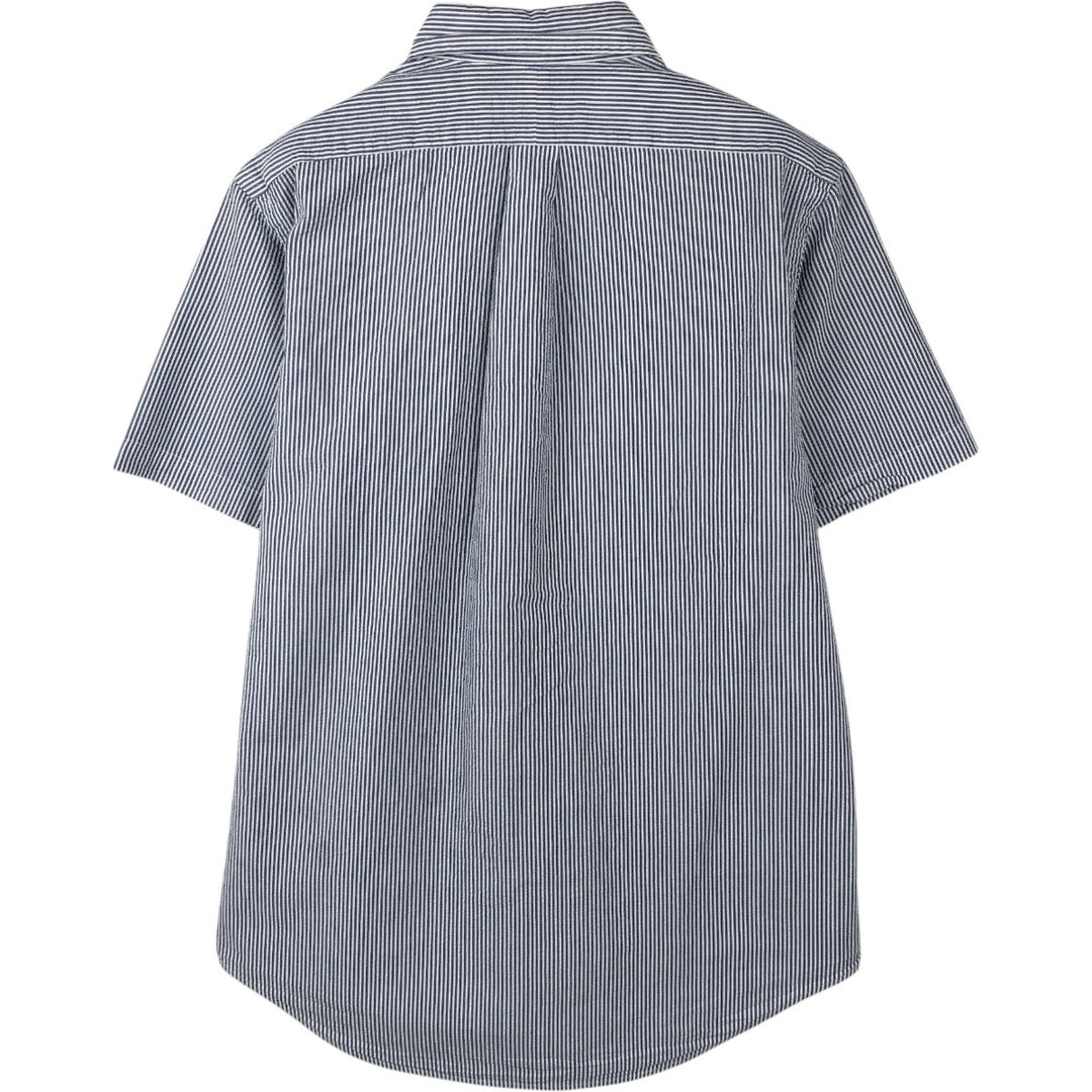 Ralph Lauren Seersucker Short Sleeve Button Down Striped Shirt Men's M Size cotton blue type Vintage Second Hand