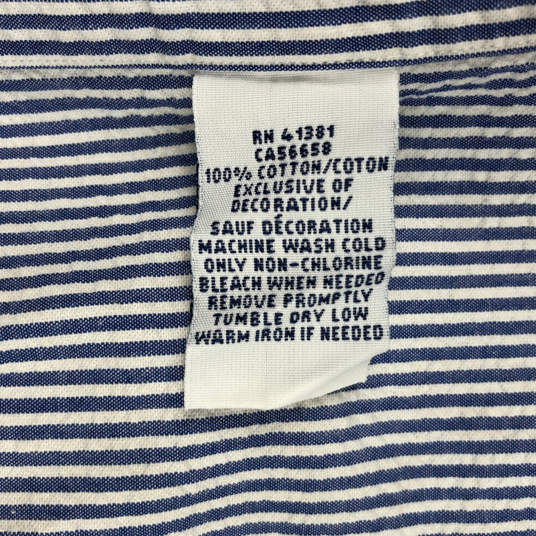 Ralph Lauren Seersucker Short Sleeve Button Down Striped Shirt Men's M Size cotton blue type Vintage Second Hand
