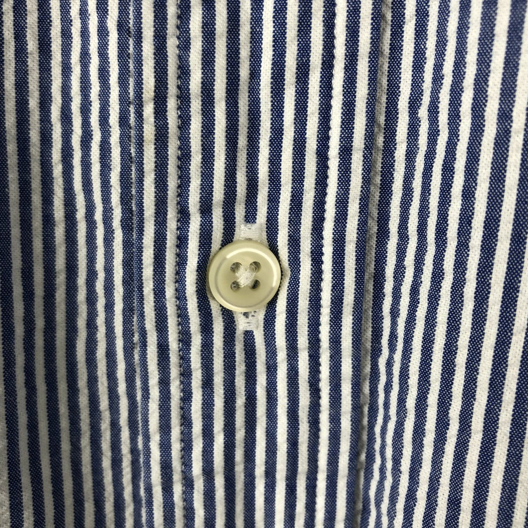 Ralph Lauren Seersucker Short Sleeve Button Down Striped Shirt Men's M Size cotton blue type Vintage Second Hand