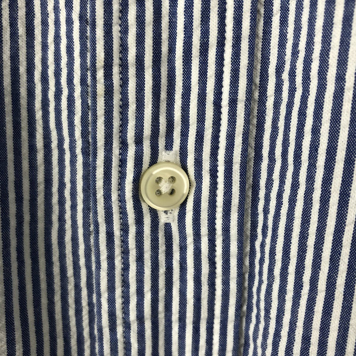 Ralph Lauren Seersucker Short Sleeve Button Down Striped Shirt Men's M Size cotton blue type Vintage Second Hand