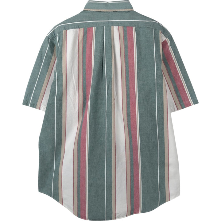 Ralph Lauren multi-stripe short-sleeved button-down shirt, men's size XL (approx.) cotton green type Vintage Second Hand