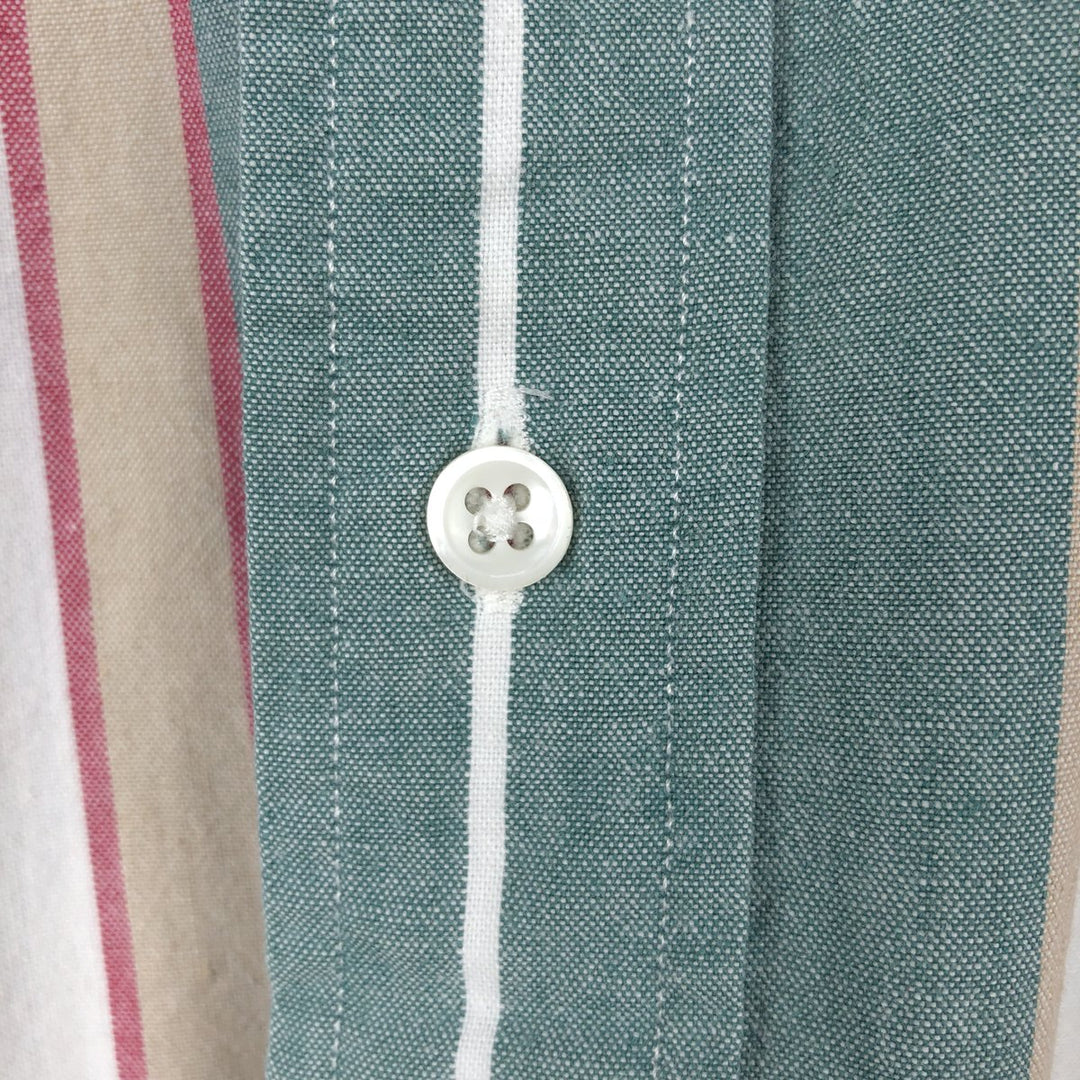 Ralph Lauren multi-stripe short-sleeved button-down shirt, men's size XL (approx.) cotton green type Vintage Second Hand