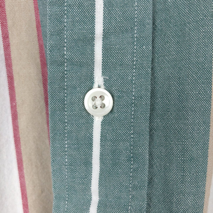 Ralph Lauren multi-stripe short-sleeved button-down shirt, men's size XL (approx.) cotton green type Vintage Second Hand
