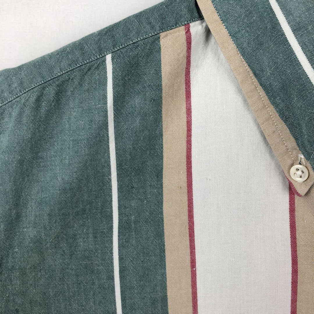 Ralph Lauren multi-stripe short-sleeved button-down shirt, men's size XL (approx.) cotton green type Vintage Second Hand