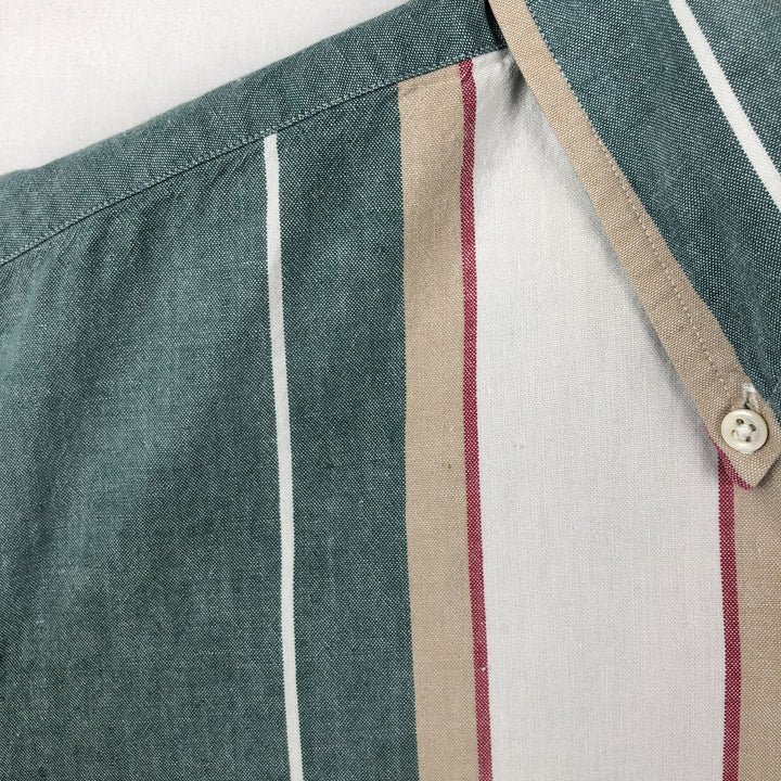 Ralph Lauren multi-stripe short-sleeved button-down shirt, men's size XL (approx.) cotton green type Vintage Second Hand